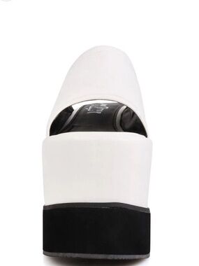 White Platform Slide with Black Sole - Women's Fashion Platform
